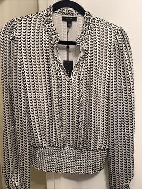 Have Black and White Printed Long-Sleeve Blouse
